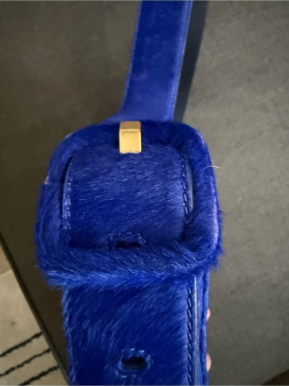 Tory Burch Blue Calf Hair Big buckle Crossbody Bag
